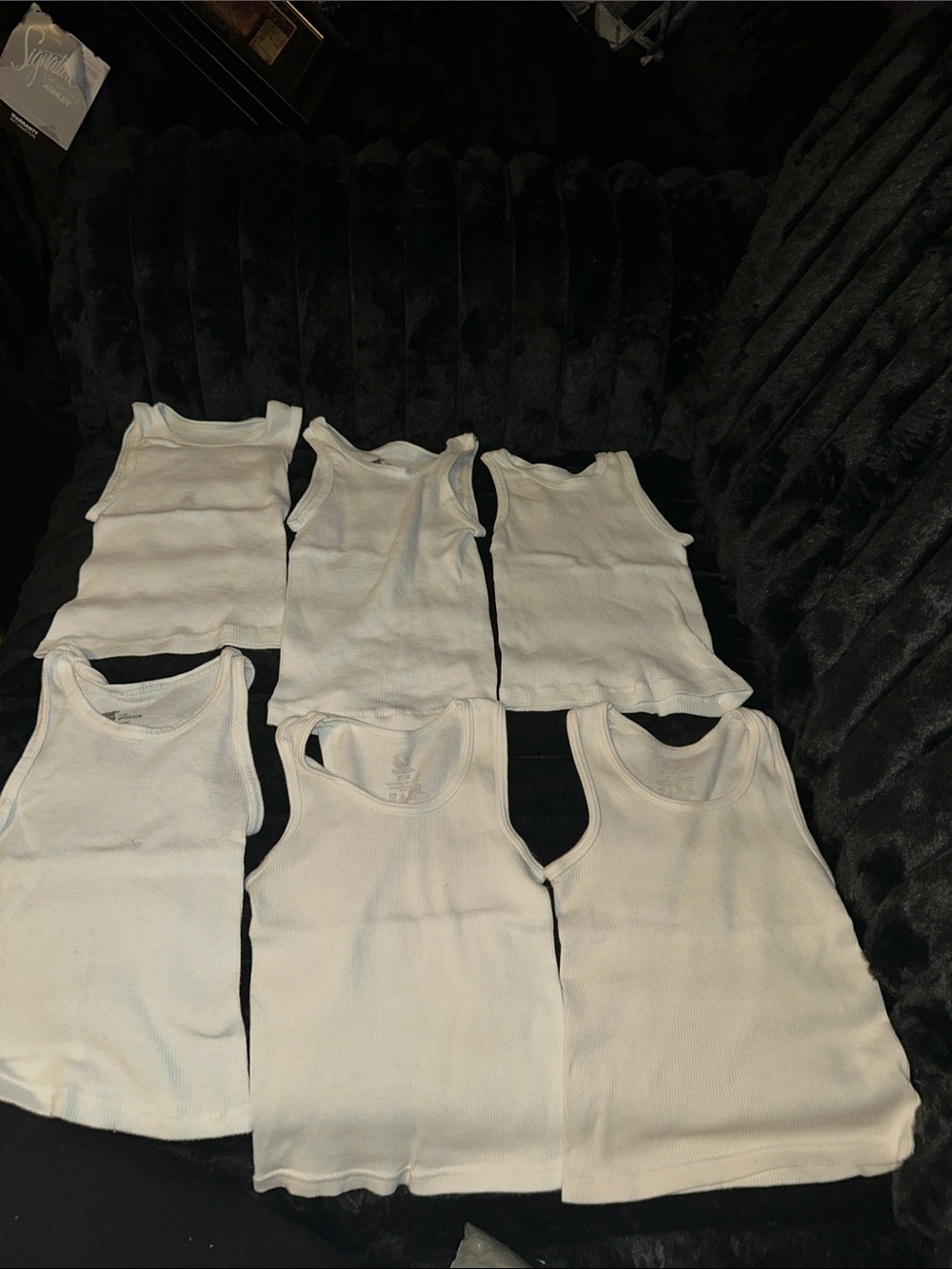 Hanes White Kids Ribbed Tank Tops - Set of 6